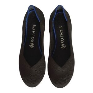 ROTHY’S The Flat Washable Knit Ballet Flats 9 Slip On Solid Black Round Toe